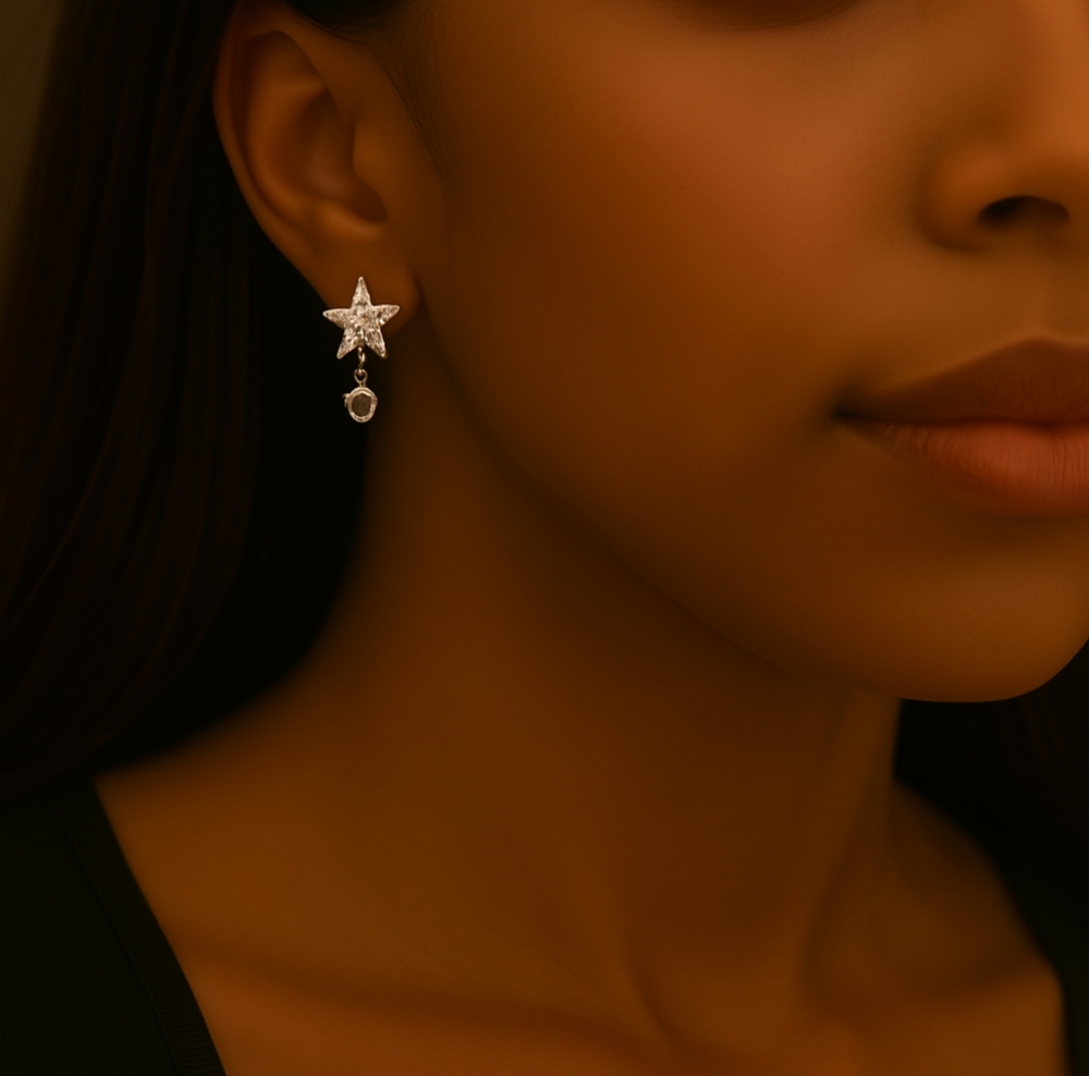 Coastal Starfish Drop Earrings – Swarovski Crystal & Sterling Silver Overlay